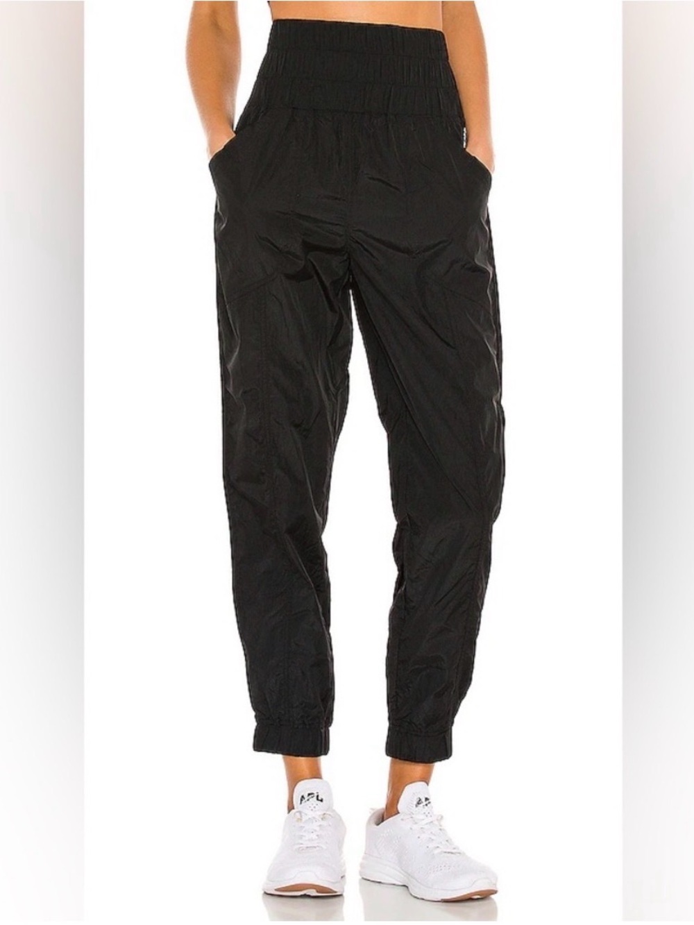 Free People Black High-Waist Elastic Jogger Pants